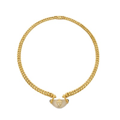#BULGARI #Gold #Rock Crystal #Sapphire #Diamond #Necklace #Or #Cristal de roche #Saphir #Diamant #collier