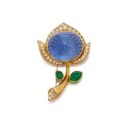 #BULGARI #Gold #Sapphire #Emerald #Diamond #Clip-Brooch #Or #Saphir #Emeraude #Diamant #Broche