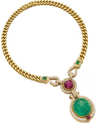 #BULGARI #Necklace #Emerald #Sapphire #Ruby #Diamond #Emeraude #Saphir #Rubis #Diamant