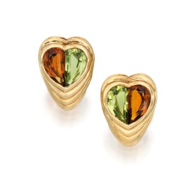 #BULGARI #Peridot #Citrine #Gold 'Doppio Tondo' #Earclips