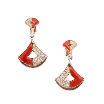 #BULGARI #Pink Gold #Coral #Diamond 'Divas' Dream' #Pendant-Earclips #Corail #diamant