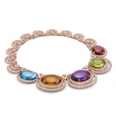 #BULGARI #cabochon #amethyst #citrine #rubellite #BlueTopaz #Diamond #Necklace #Magnifica #2021#