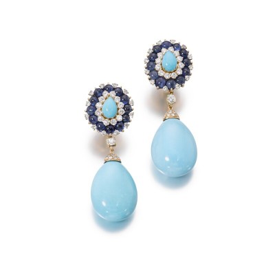 #BULGARI #turquoise #sapphire #diamond #ear clips #saphir #diamant #boucles d'oreilles