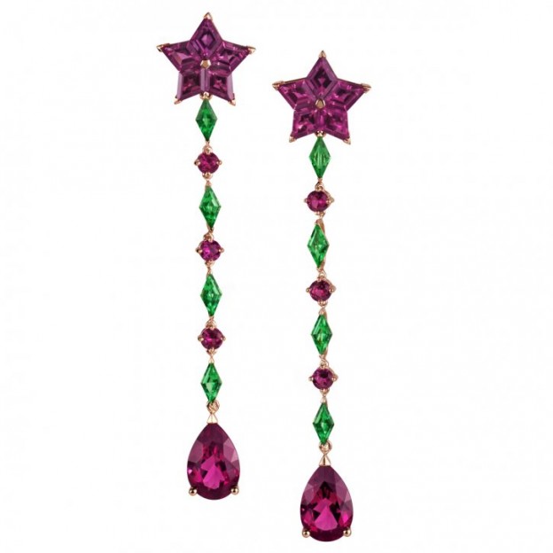CHARLES ZUBER-earrings-garnet-rhodolite-tsavorite