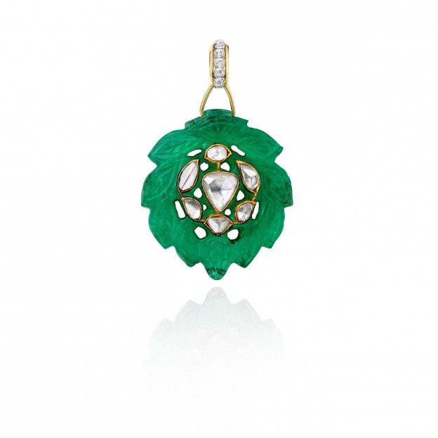 GEORGES LE SACHE-emerald-diamond-pendant