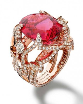 GIAMPERO BODINO-Tesori del Mare ring-gold-diamonds-17.59-carat rubellite.