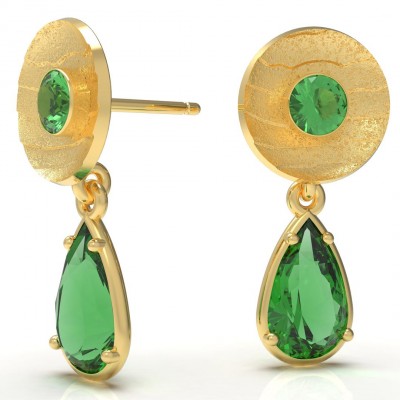 INONGE ZITA-emerald_from Zambia-gold-earings