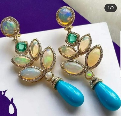 #KAREN SUEN #Diamond #Emerald #Opal #Earrings #Diamant #Émeraude #Opale #Boucles d'oreilles