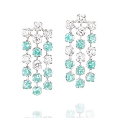 #KAREN SUEN #Paraíba Tourmaline #Diamond #Earrings #Diamants #Boucles d'oreilles