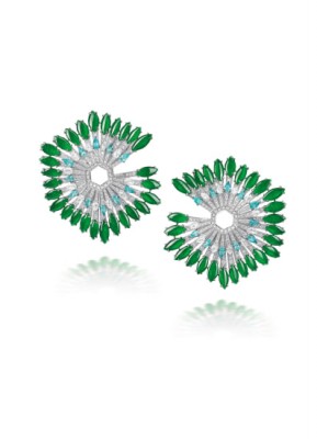 #KAREN SUEN #earrings #jadeite #diamonds #paraiba tourmaline