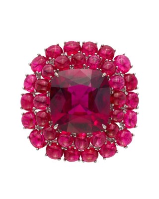 #MARGOY MC KINNEY #Ring #CabochonPinkSpinels #Diamonds