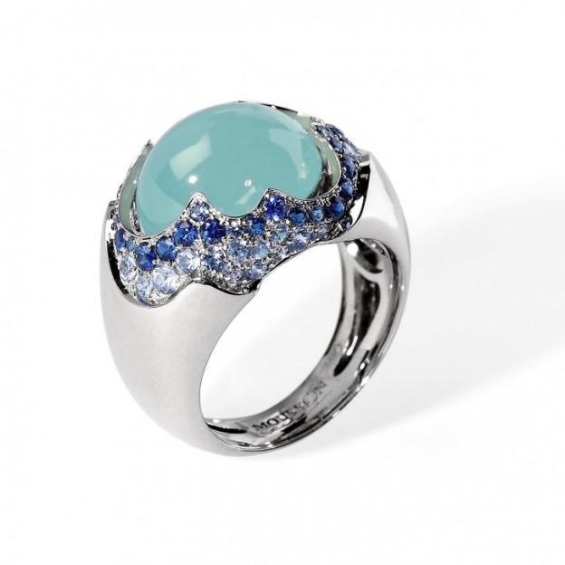 MOUSSON ATELIER-ring-aquamaine cabochon-sapphire-diamond