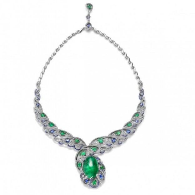 RINGO-necklace-Ural emerald-diamonds