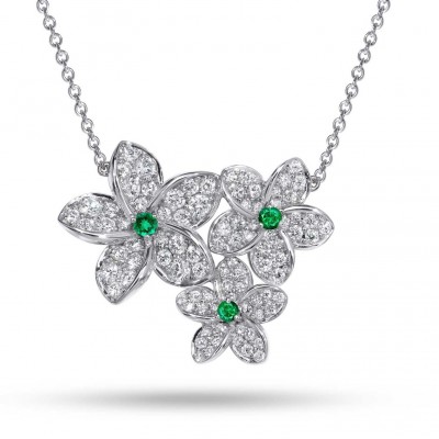 #STENZHORN# #plumeria #diamond #emerald #necklace #white-gold #diamant #émeraude #collier