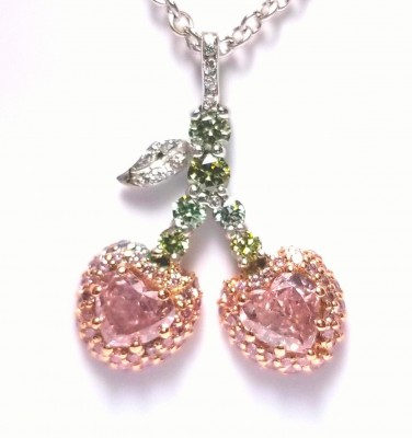 TALORE-1.02ct-Natural-Fancy-Pink-Green-Diamonds-Cherry-Necklaces-Pendant-GIA-18K-