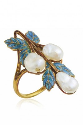 #GEORGES FOUQUET #ART NOUVEAU PEARL AND ENAMEL RING #CIRCA 1900