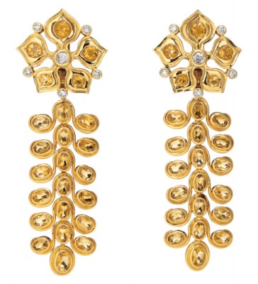 #RENE BOIVIN #Citrine #Diamond #Gold #Earrings #Diamant #Or #Boucles d'oreilles