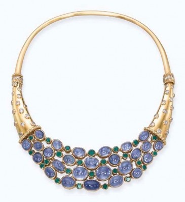 #RENE BOIVIN #collier #or #diamants #saphirs #émeraudes #necklace #gold #diamonds #sapphires #emerals #1938 #jewelry #joaillerie