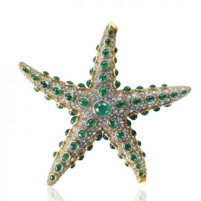 RENE BOIVIN-emerald-aquamarine-broach-émeraude-aigue marine-broche