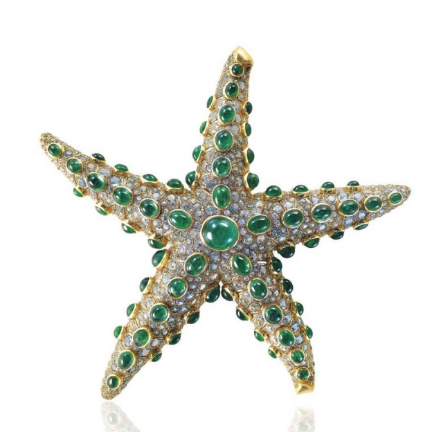 RENE BOIVIN-emerald-aquamarine-broach-émeraude-aigue marine-broche