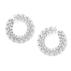 VANIA LELES-Bridal-18+Karat-White+Gold-White+Diamonds-Cuff+Earrings