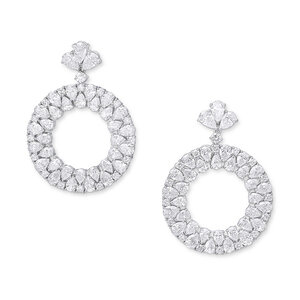 VANIA LELES-Bridal-18+Karat-White+Gold-White+Diamonds-Pendant+Earrings