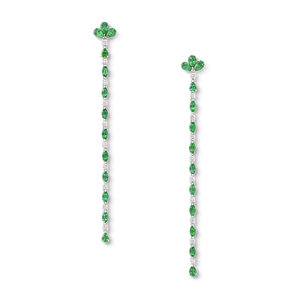 VANIA LELES-Legends+of+Africa-18+Karat-White+Gold-White+Diamonds-Emeralds-Stiletto-Earrings