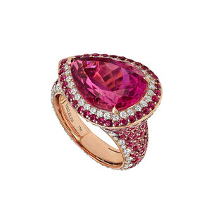 VANIA LELES-Out+of+Africa-18+Karat-Rose+Gold-White+Diamonds-Ruby-Rubelite-Cocktail-Ring