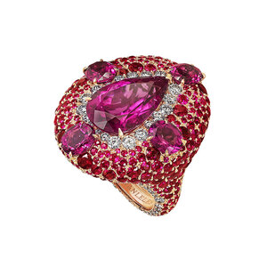 VANIA LELES--Out+of+Africa-18+Karat-Rose+Gold-White+Diamonds-Ruby-Rubelite-Statement-Ring