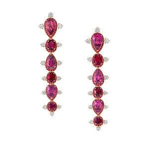 VANIA LELES-Out+of+Africa-18+Karat-Rose+Gold-White+Diamonds-Ruby-Rubelite-Stiletto-Earrings