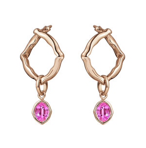 VANIA LELES-The-Nile-18+Karat-Rose+Gold-Pink+Sapphire-Hoop+Earrings