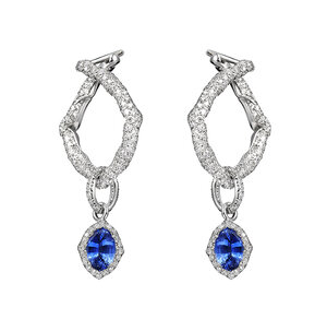 VANIA LELES-The-Nile-18+Karat-White+Gold-White+Diamonds-Blue+Sapphires-Hoop+Earrings