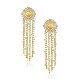 VANIA LELES-The+Nile-18+Karat-Yellow+Gold-White+Diamonds-Fringe+Earrings