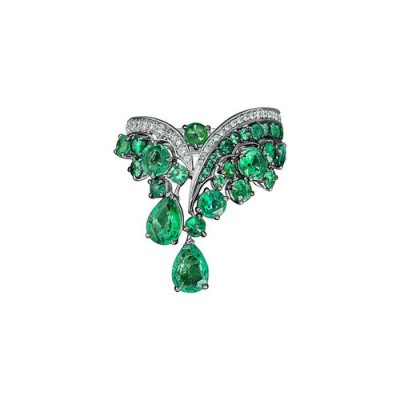VANIA LELES-ring-Legends+of+Africa-18+Karat-White+Gold-White+Diamonds-Emeralds-Ring
