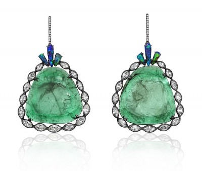 KIMBERLEY-McDonald #Emerald #earrings #opals #diamonds #gold