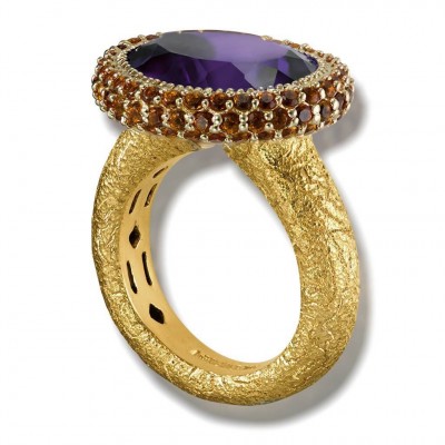 #ALEX-SOLDIER #Gold Cocktail Ring #Amethyst #Madeira Citrine #Améthyste #Citrine madère