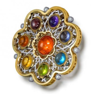 #ALEX SOLDIER #Grenat #Péridot ~Citrine #Péridot #Améthyste #Topaze bleu #IOlite #Diamant #Rubis #Broche