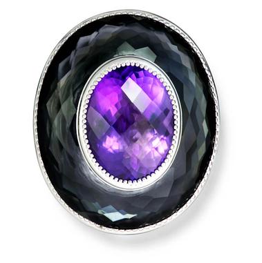 #ALEX SOLDIER #Ring #Silver Galactica Ring #Amethyst #Hematite #Quartz
