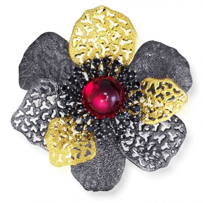 #ALEX SOLDIER #Silver Coronaria Brooch pendant #Sapphire #Spinel #Broche #Saphir #Spinel