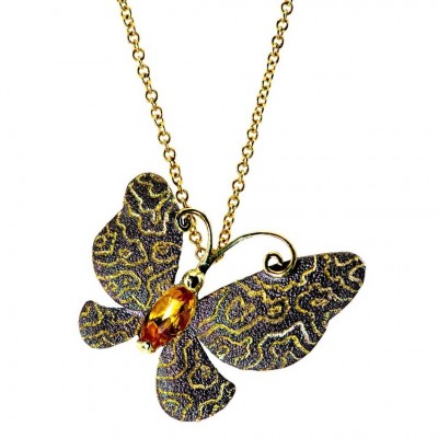 #ALEX-SOLDIER #gold #citrine #Butterfly Pendant Pin