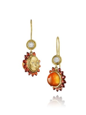 ANTONY LENT #SunsetEarrings #18KGold #Garnets #Diamonds