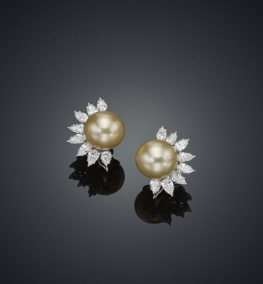 ASSAEL#ClassicGoldenSouthSeaPearl#diamonds#Earrings