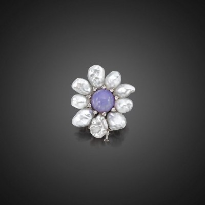 ASSAEL#LavenderJade#SouthSeaPearls#EaringsCorals##Diamonds#TGreenGarnetsTsavorites#Earrings
