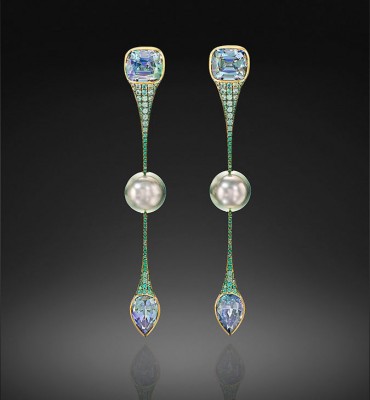 ASSAEL#TahitianPearls##Diamonds#Tanzanites#ColorChangeGranets#Earrings