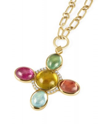EMILY P WHEELER #EarthCompass #Necklace #CanaryTourmaline #PinkTourmaline #Rubellite #GreenTourmaline #Aquamarine #Diamonds