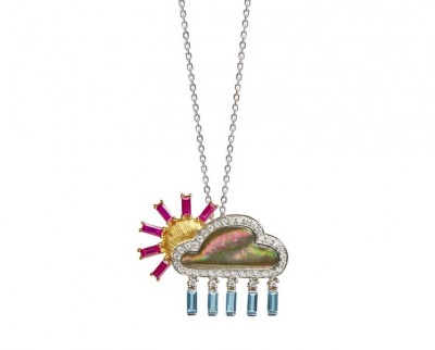 #FREDERIQUE BERMAN #WeatherPendant #18KGold #Rubies #Topaz #Diamonds #MotherOfPearl