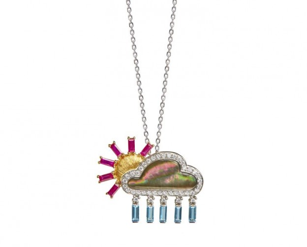 #FREDERIQUE BERMAN #WeatherPendant #18KGold #Rubies #Topaz #Diamonds #MotherOfPearl