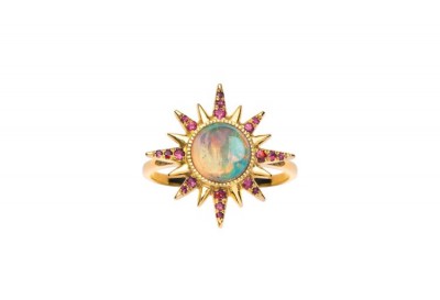 #JENNY DEE #ElectraMaximaRing #18KGold #EthiopianOpal #Rubies