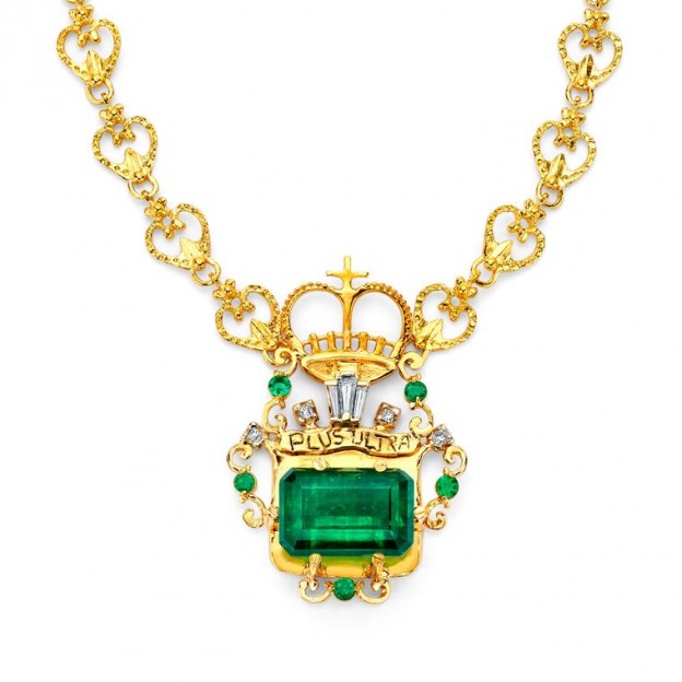 #MARTIAL DE GOMAR #corona-de-muzo-#24.34ct-Emerald #Gold #Pendant