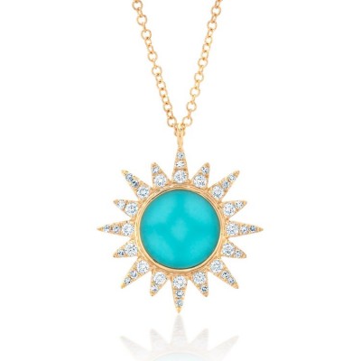 #NICOLE ROSE #Pendant #Diamonds #Turquoise #14KGold